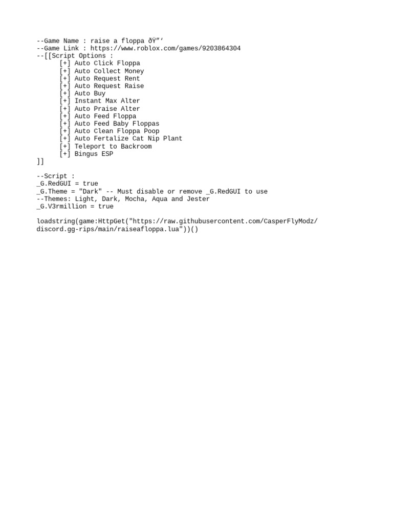 Raise a floppa op script pdf