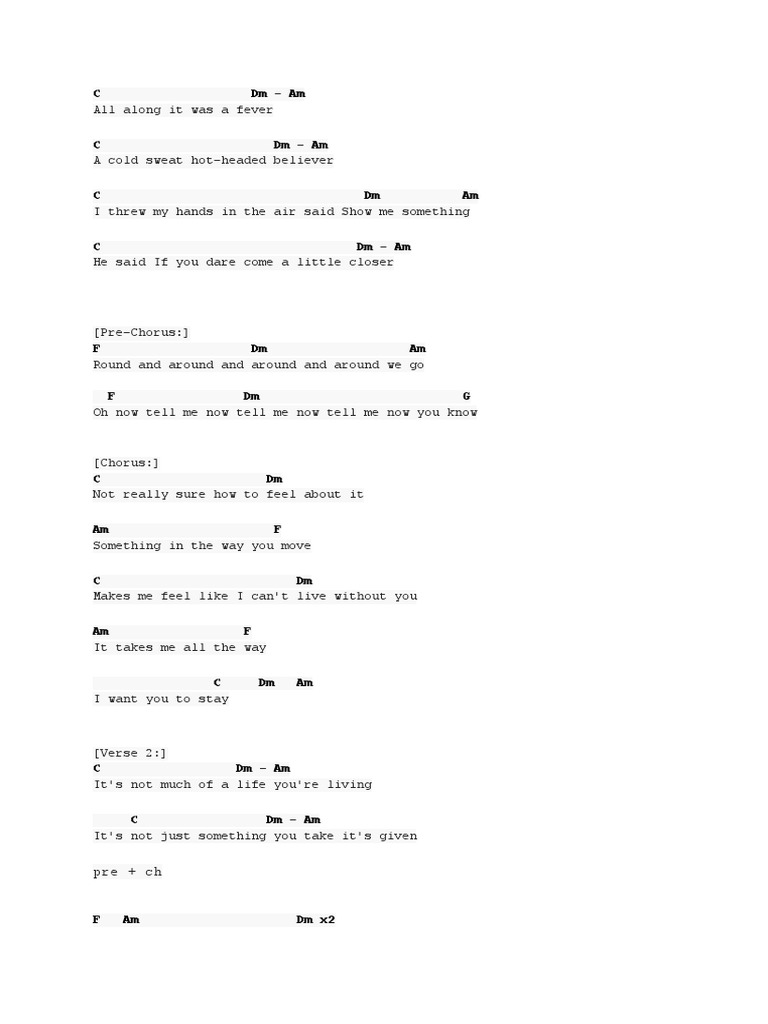 Stay by Rihanna: Chords and Lyrics | PDF | Songs | Pop Songs