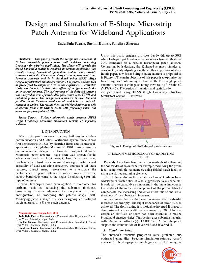 Hfss e Shaped Antenna | PDF | Antenna (Radio) | Electrical Engineering