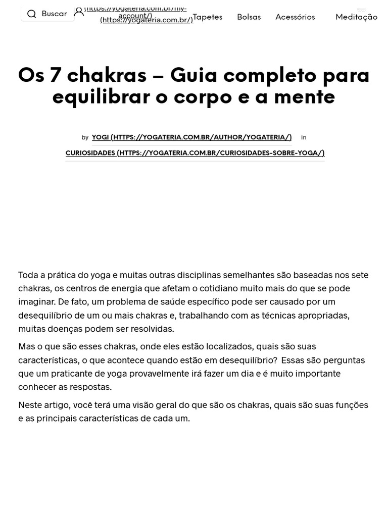 Os Sete Chakras - Guia Completo L Yogateria | PDF | Chacra | Coração