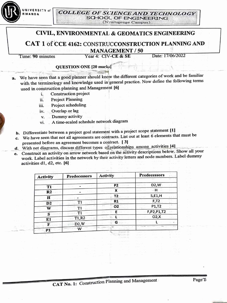 Cat + Exam Construction Planning | PDF