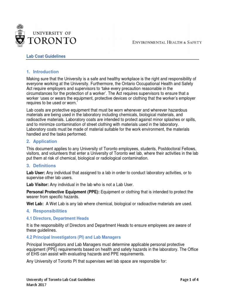 Lab Coat Guidelines Download Free PDF Laboratories Personal