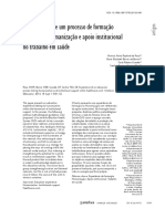 A Experiência de Um Processo de Formação Articulando Humanização e Apoio Institucional No Trabalho em Saúde