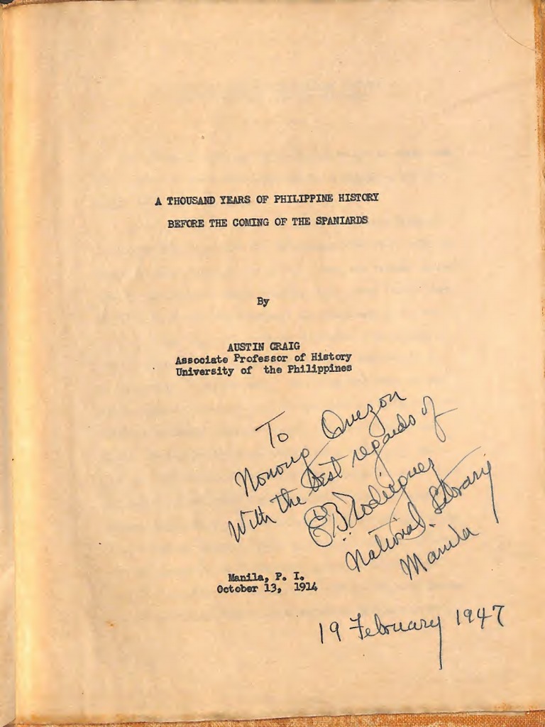 A Thousand Years of Philippine History Before The Coming of The