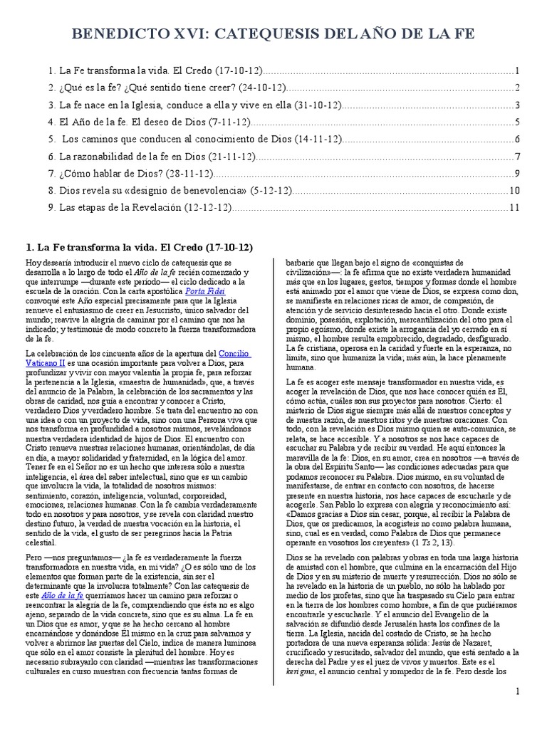 Catequesis Del Año de La Fe | PDF | Fe | La resurrección de Jesús