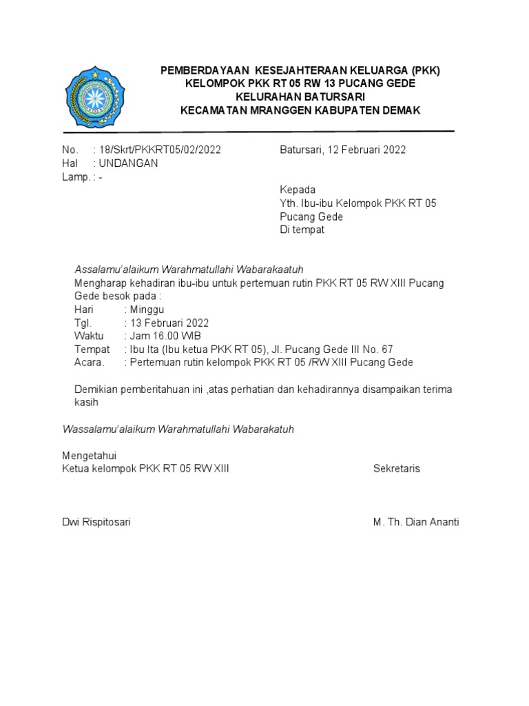 Undangan PKK 130222 | PDF