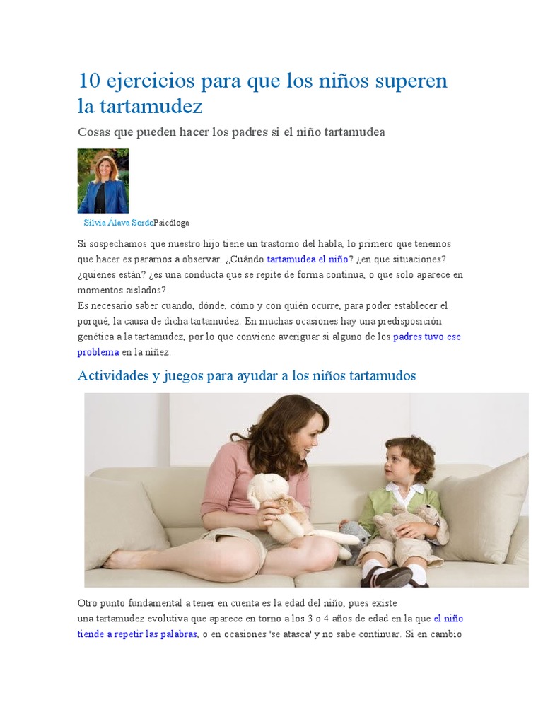 10 Ejercicios para Que Los Niños Superen La Tartamudez | PDF | Tartamudeo