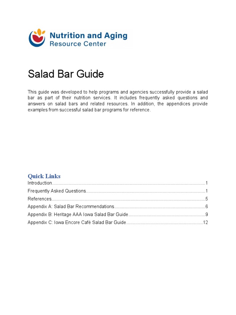 Salad Bar Guide - 508 | PDF | Salad | Vegetables