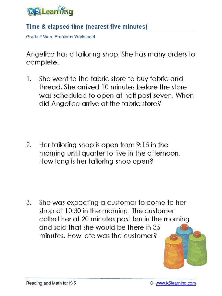 Elapsed Time Word Problems Worksheets Grade 2 Elapsed Time Word