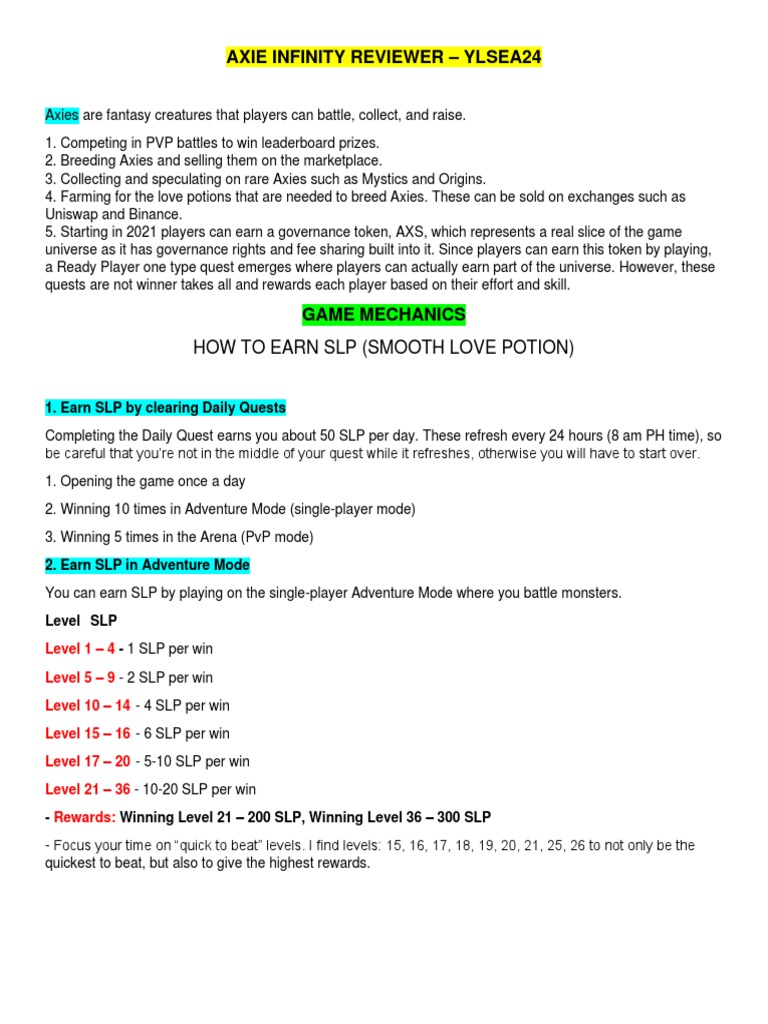 Axie Guide Ylsea24 | PDF
