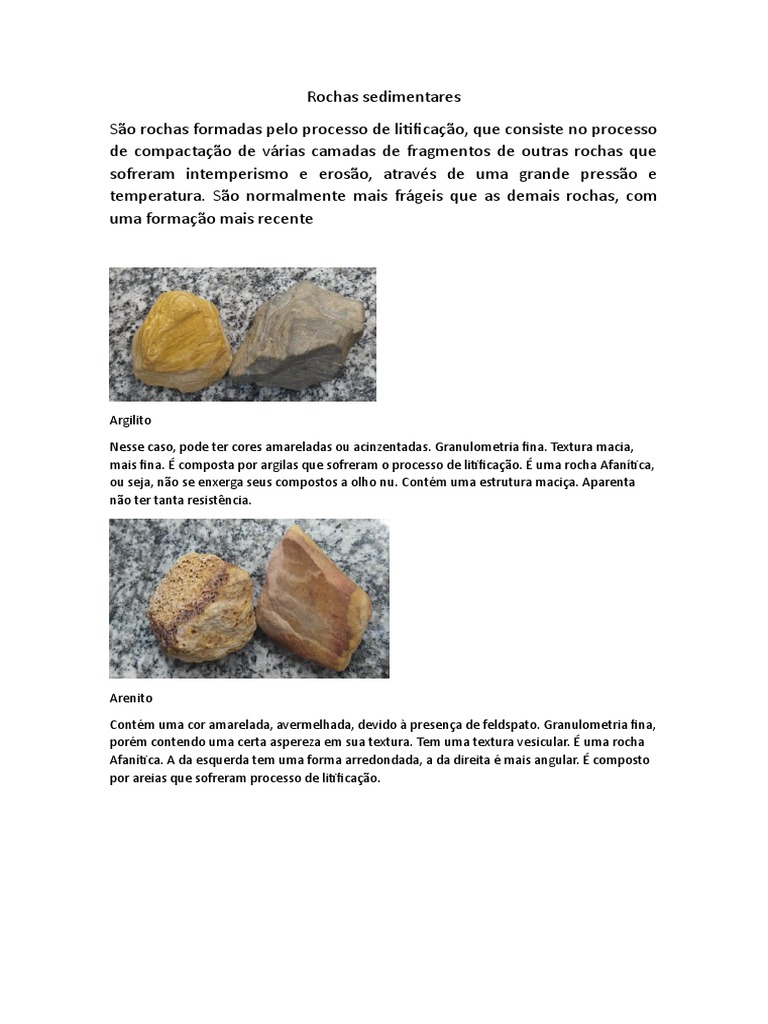 Tipos de Rochas: Sedimentares, Ígneas e Metamórficas | PDF | Rocha ...