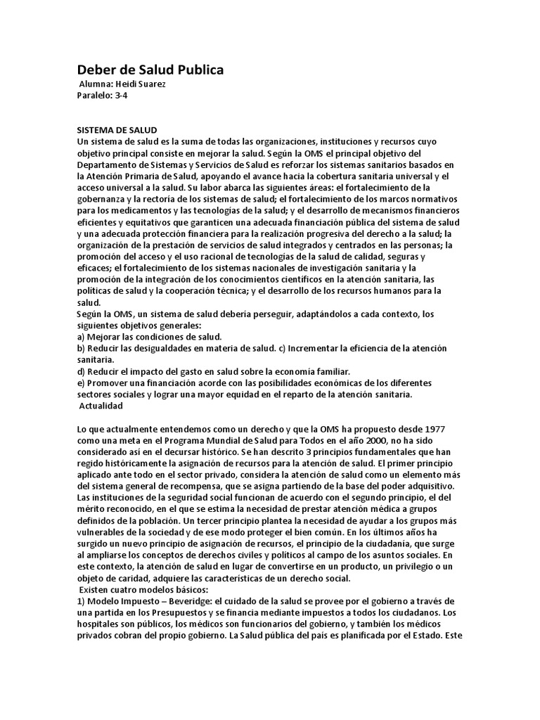 Salud Publica Pdf Sistema De Salud Cuidado De La Salud