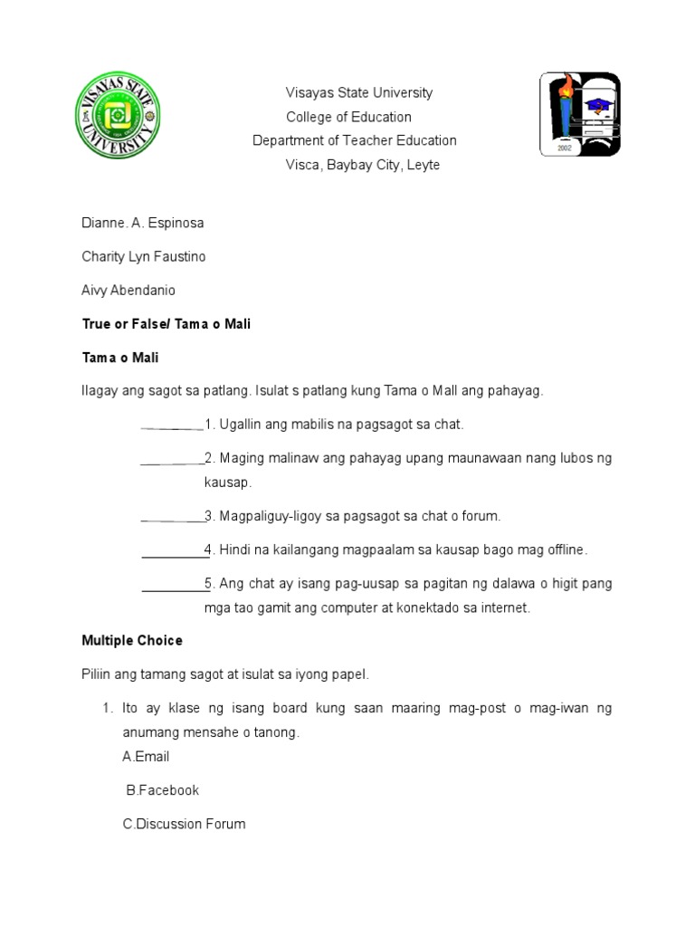 5 Question Each Test Type | PDF