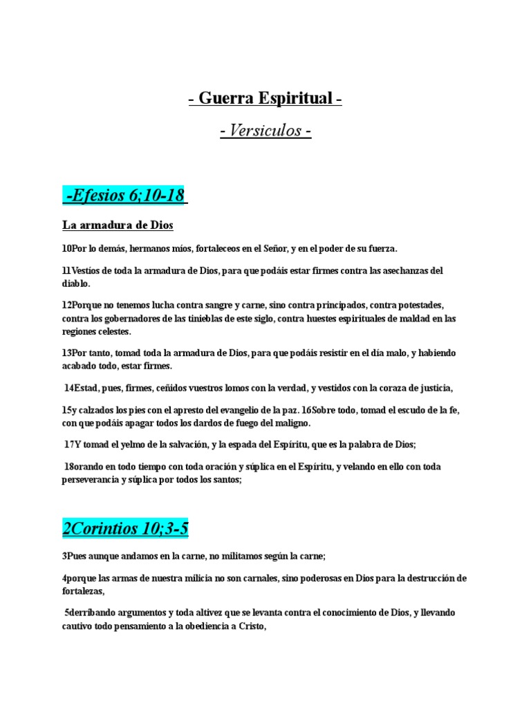Armadura de Dios en la Guerra Espiritual | PDF | Creencia religiosa y ...