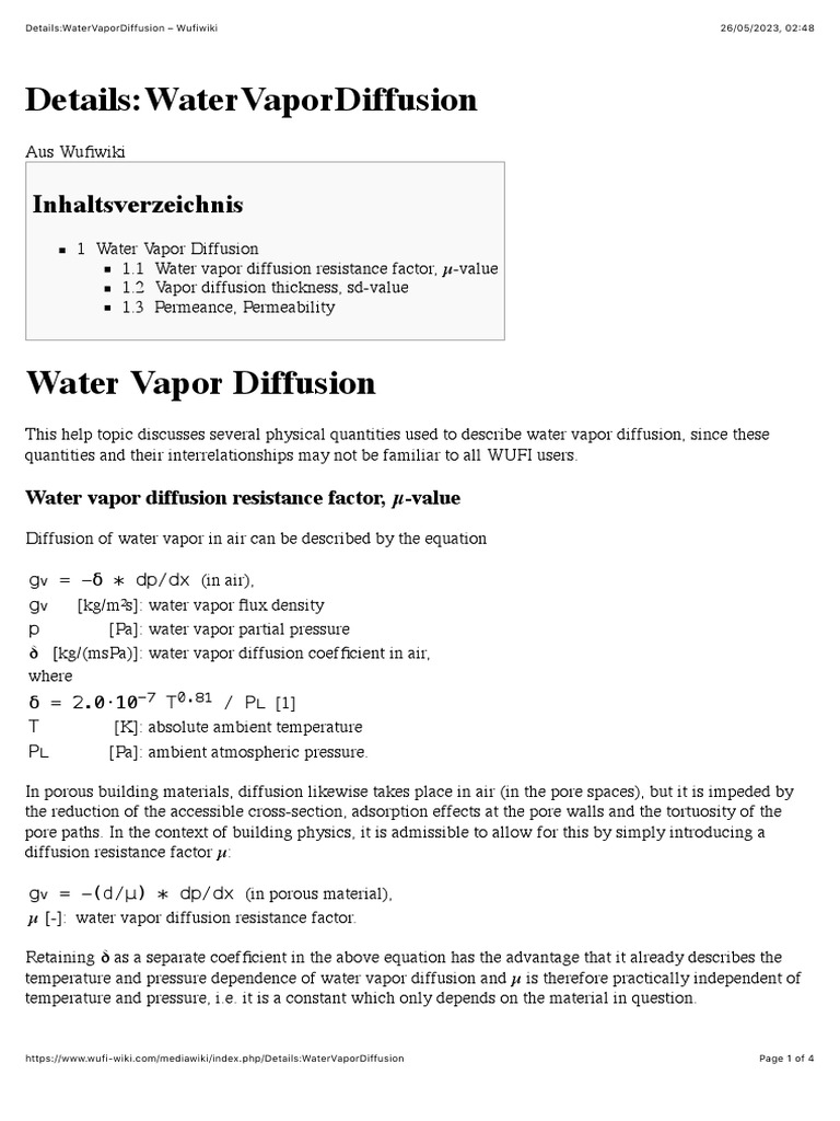 Water Vapor Diffusion PDF Diffusion Electrical Resistance And