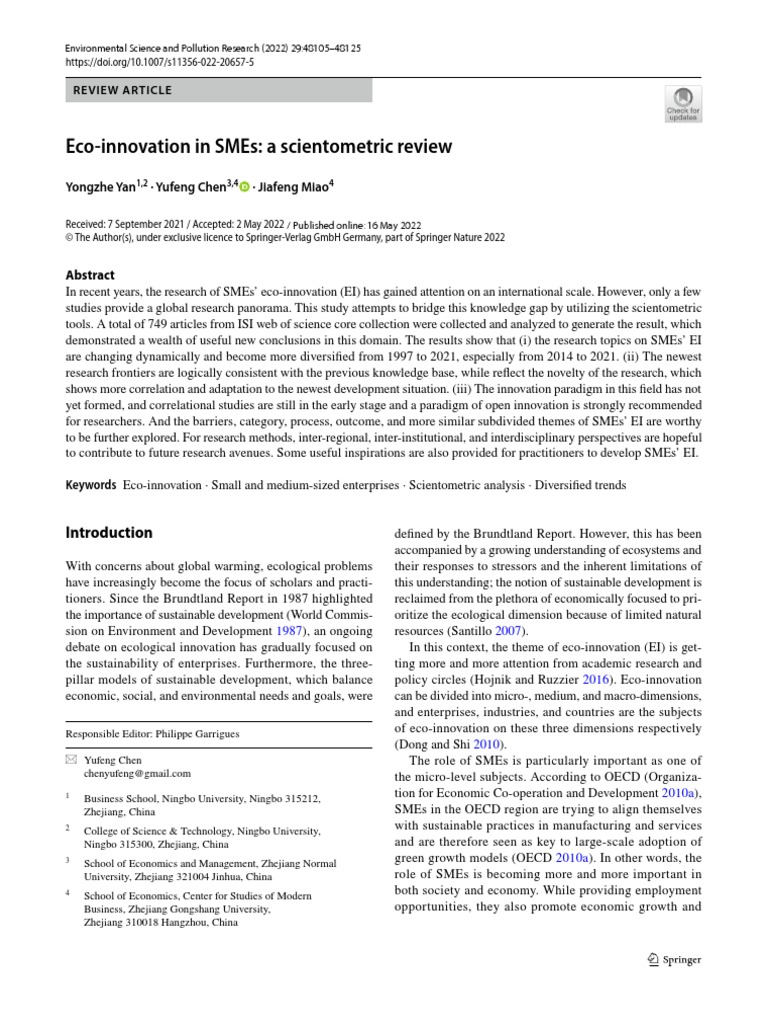 Eco-Innovation Trends in SMEs | PDF | Sustainability | Small And Medium ...
