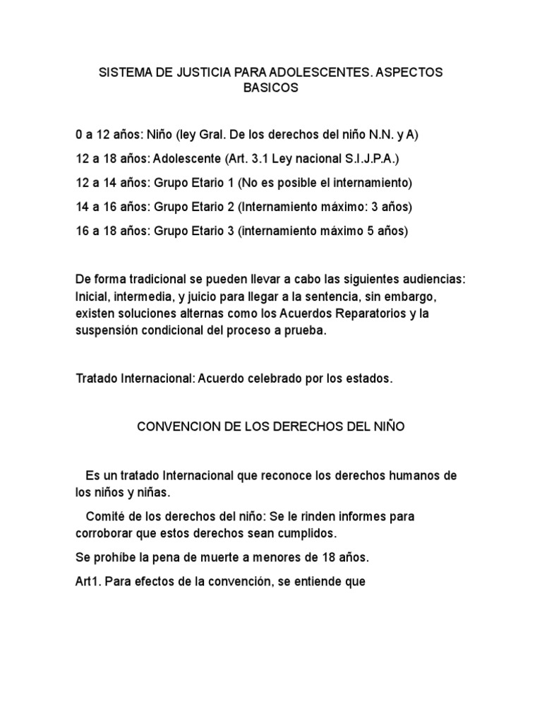 SISTEMA DE JUSTICIA PARA ADOLECENTES | PDF | Convenio europeo de ...