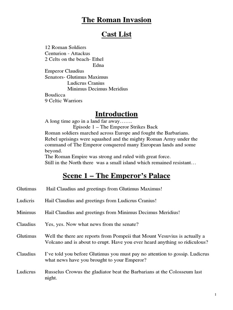 Roman Invasion: A Play for Schools | PDF | Roman Britain | Claudius