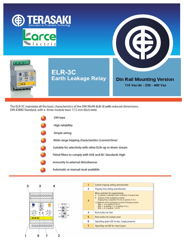 ELR-3C Earth Leakage Relay Manual | PDF | Alternating Current ...