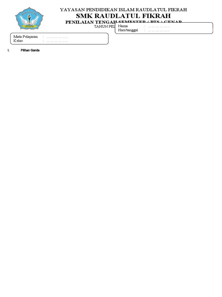 Format Soal PTS 2 2022-2023 SMK | PDF
