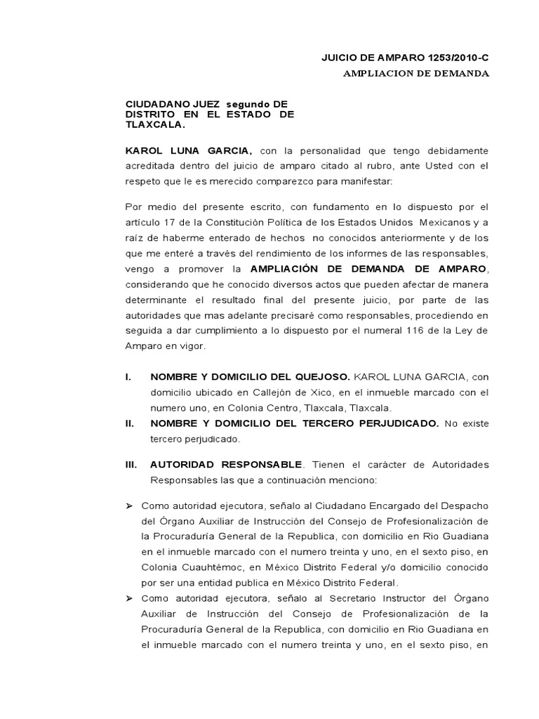 Ampliacion de Demanda Karol | PDF | Caso de ley | Demanda judicial