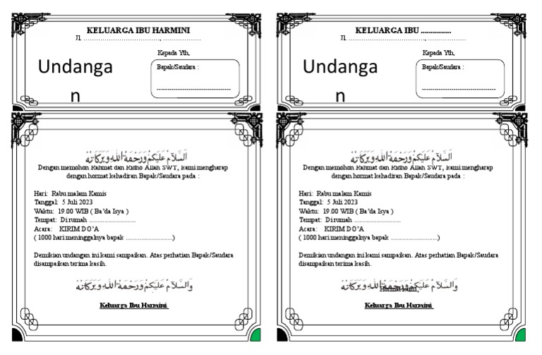 Contoh Undangan 1000 Hari | PDF