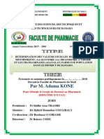 Par M. Adama KONE: Présentée Et Soutenue Publiquement Le... / / 2018 Devant La Faculté de Pharmacie Du Mali