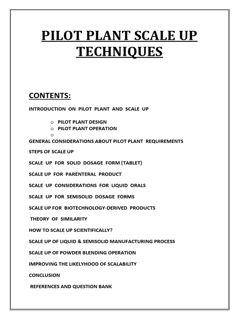 Pilot Plant Scale-Up Techniques Overview | PDF | Tablet (Pharmacy ...