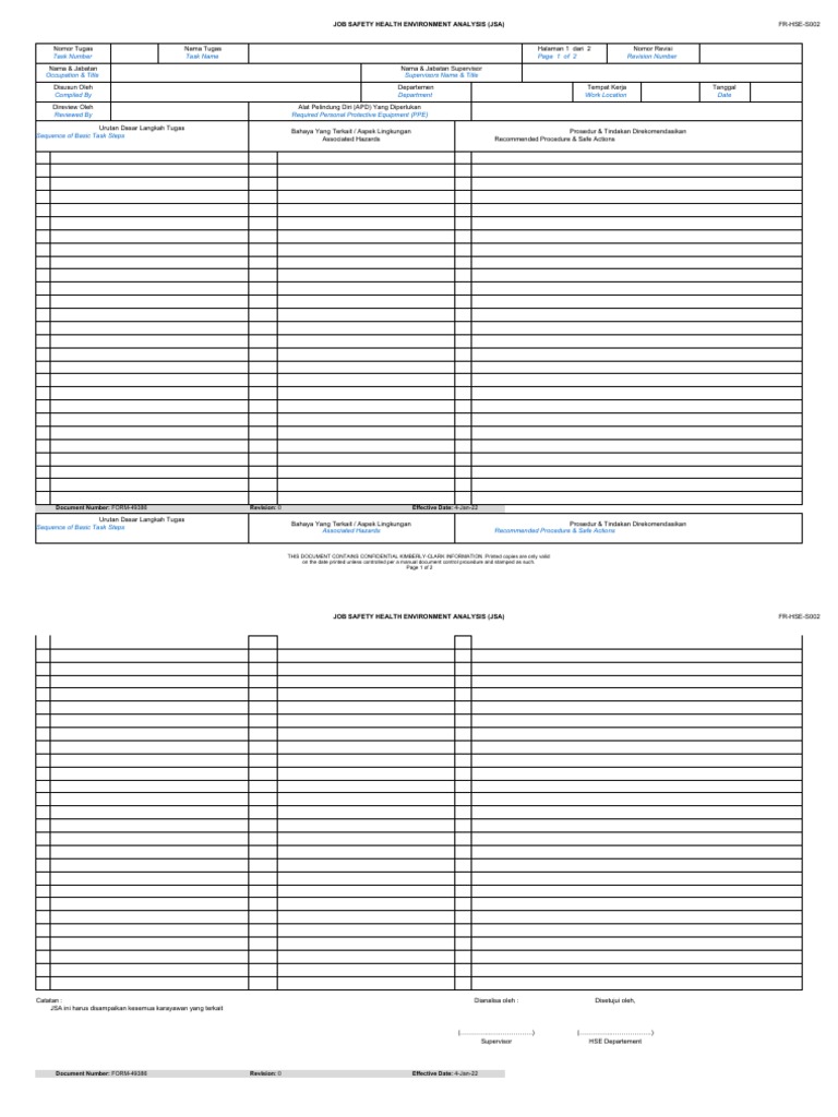 JSA Format for Safety Analysis | PDF | Safety | Occupational Safety And ...