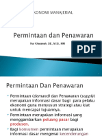 EKONOMI MANAJERIAL PERTEMUAN KEDUA Permintaan Penawaran