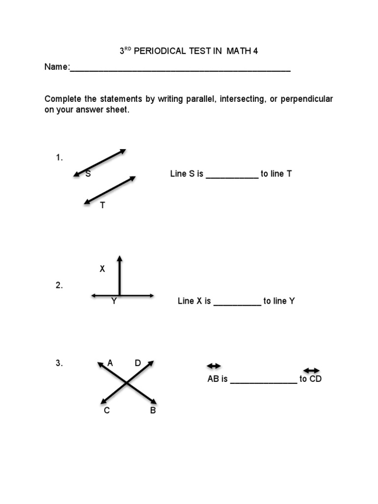 Grade 4 Math Periodical Test | PDF | Perpendicular | Triangle Geometry