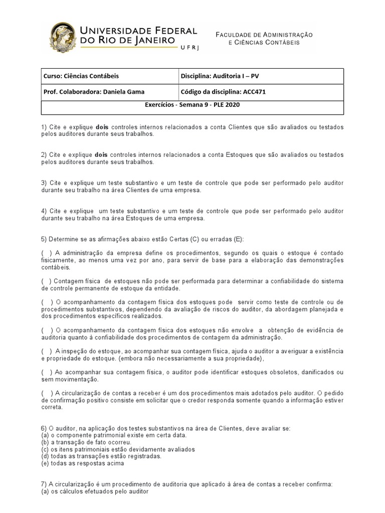Controles Internos e Testes em Auditoria | PDF | Contabilidade ...