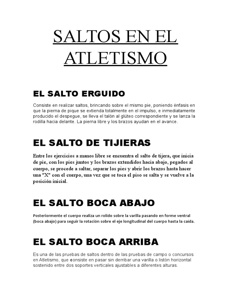 Tipos de Saltos en Atletismo | PDF