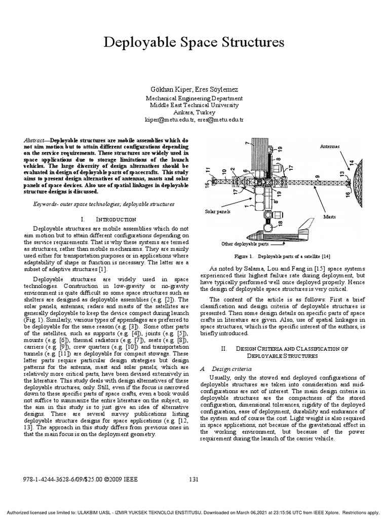 Deployable Space Structures | PDF | Antenna (Radio) | Solar Cell