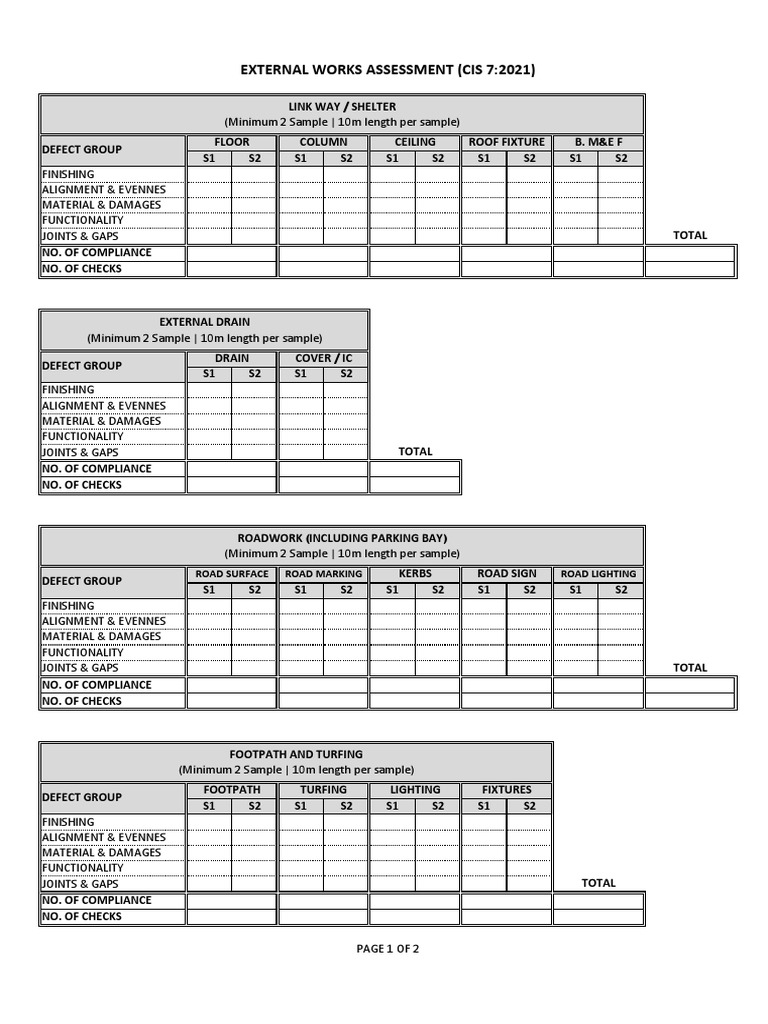 External Works Assessment Forms 1 | PDF