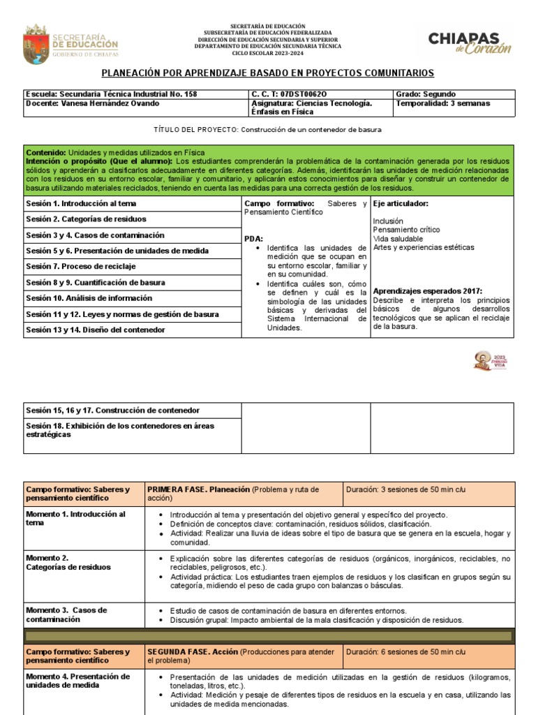 Planeación Por Aprendizaje Basado en Proyectos Comunitarios | PDF ...
