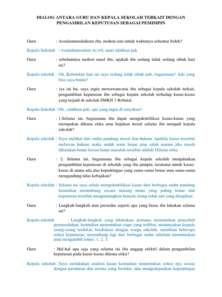 Wawancara Pengambilan Keputusan Kepala Sekolah | PDF