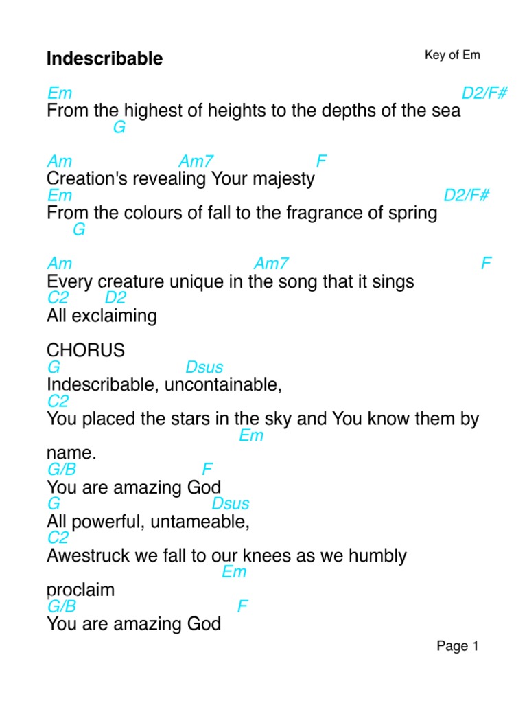 Indescribable: You Are Amazing God Chords | PDF
