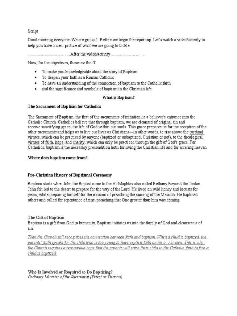 Script PDF Baptism Catholic Church