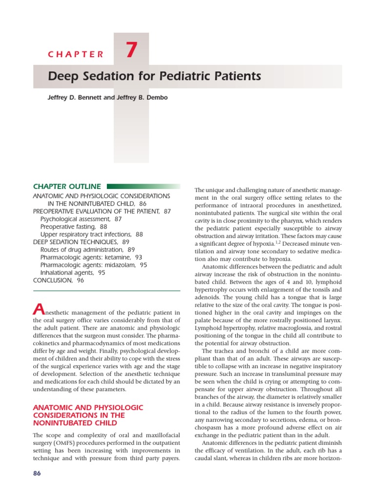 Chapter 7 Deep Sedation For Pediatric Patients PDF Anesthesia