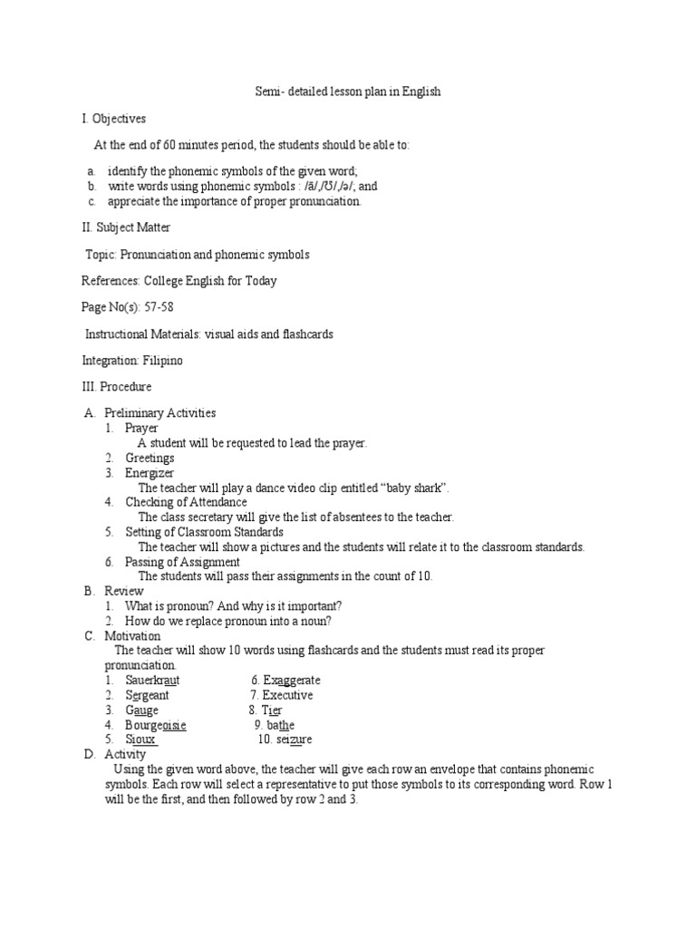 semi detailed lesson plan for grade 4 english pdf