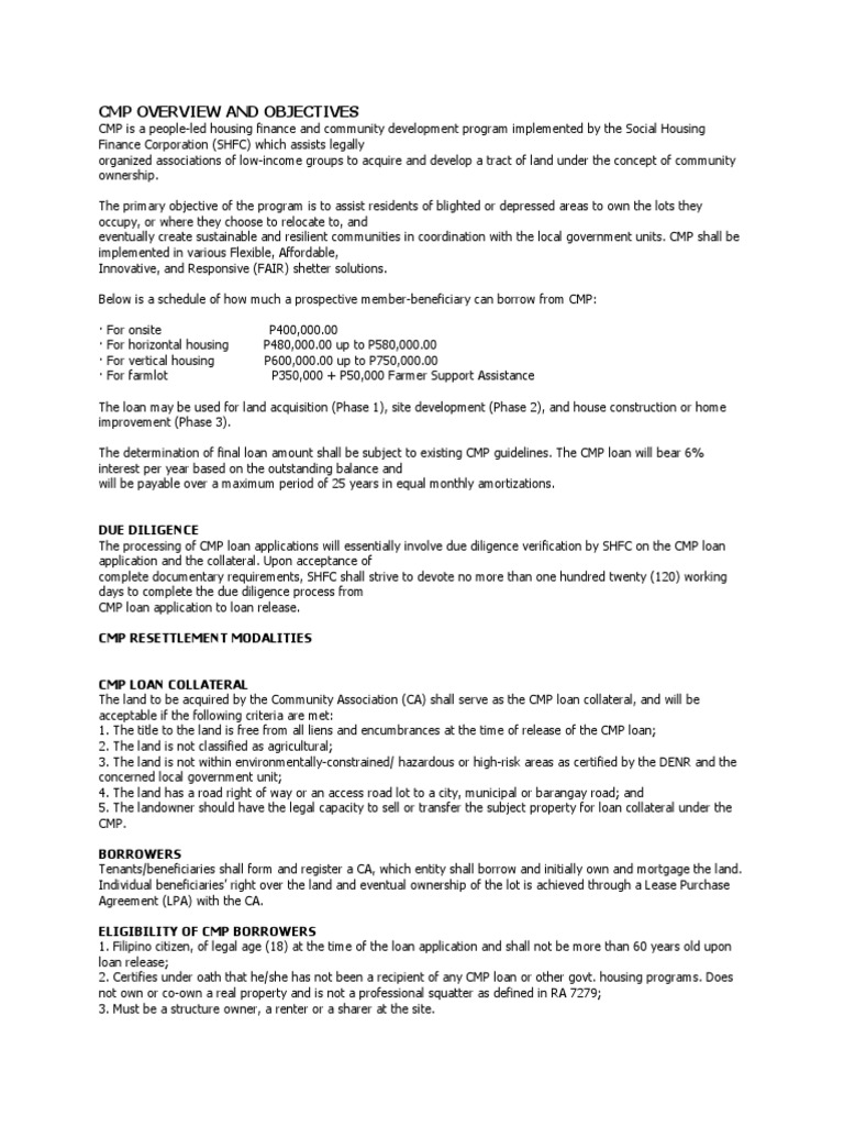 Community Mortgage Program Overview | PDF | Loans | Mortgage Loan