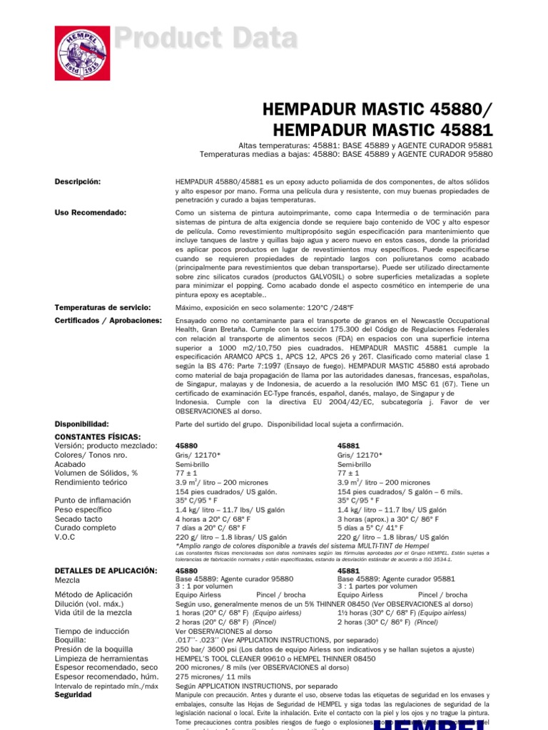 Hempadur Mastic 4588045881 S PDF Pintar Detergente