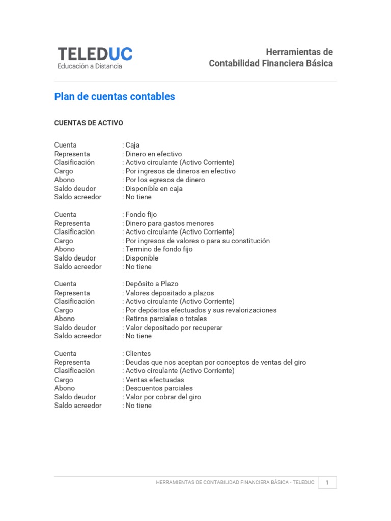 Plan de Cuentas | PDF | Activo fijo | Contabilidad