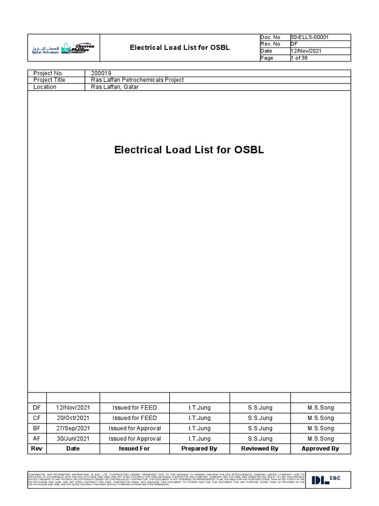 50ELLS00001N DF Electrical Load List PDF Electric Motor