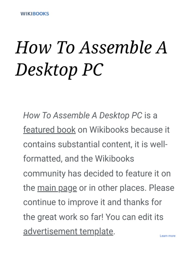 How To Assemble A Desktop PC Wikibooks PDF