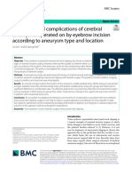 Outcomes and Complications of Cerebral Aneurysm Operated On by Eyebrow Incision According To Aneurysm Type and Location