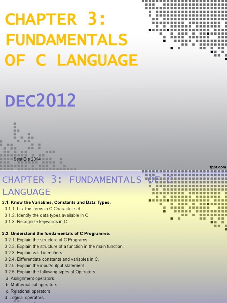 Chapter 3 Fundamentals of C Language | PDF | C (Programming Language ...
