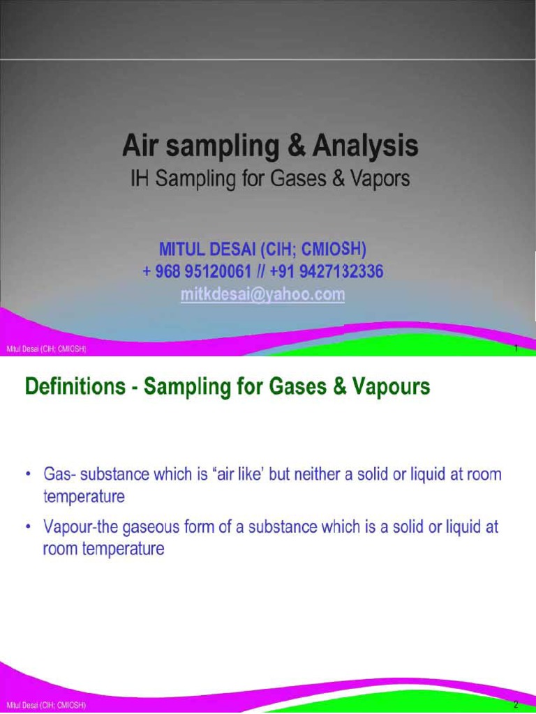 02 Air Sampling & Analysis IH Sampling For GasVapor & Particulates