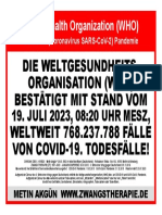 Weltgesundheitsorganisation (WHO) COVID-19 (Coronavirus SARS-CoV-2) Pandemie Metin Akgün WWW - Zwangstherapie.de 23.07.2023